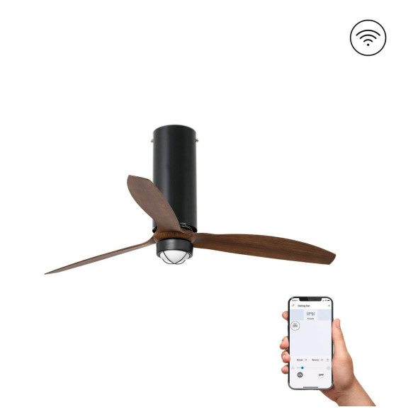 FARO - Ventilador TUBE FAN 1280mm negro mate 3 palas madera 17W 3000K S/R