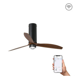 FARO - Ventilador TUBE FAN 1280mm negro mate 3 palas madera 17W 3000K S/R