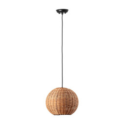 FARO - Luminaria colgante HAKA pantalla rattan E27 ø300x230 negro