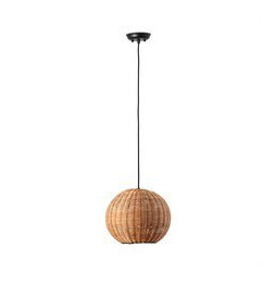 FARO - Luminaria colgante HAKA pantalla rattan E27 ø300x230 negro