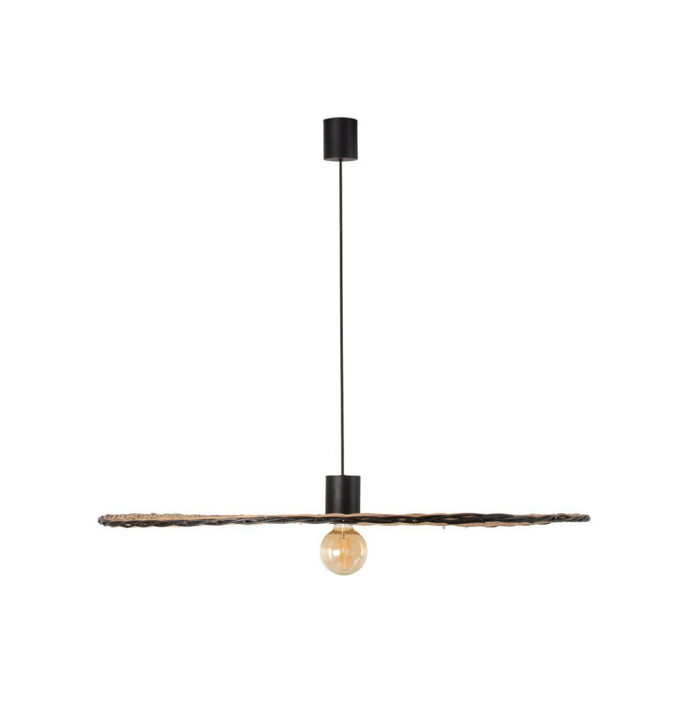 FARO - Luminaria colgante COSTAS pantalla rattan E27 ø1000x20xø1000 negro