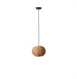 FARO - Luminaria colgante HAKA pantalla rattan E27 ø250x190 negro