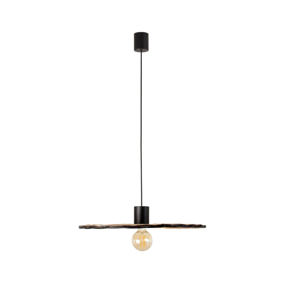 FARO - Luminaria colgante COSTAS pantalla rattan E27 ø600x20xø600 negro
