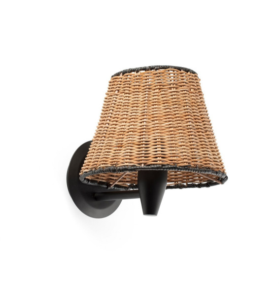 FARO - Aplique SUMBA pantalla rattan E27 ø210x160xø120 negro