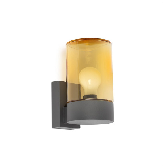 FARO - Aplique KILA E27 gris oscuro cristal ámbar