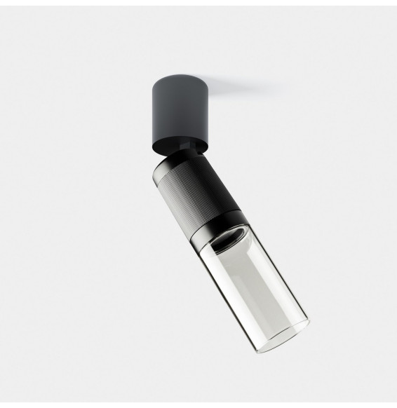 LedsC4 - Proyector Iris Spotlight superficie grande Pipe 12.5 4000K CRI 90 41.3° ON-OFF gris/gris/transparente 1023lm