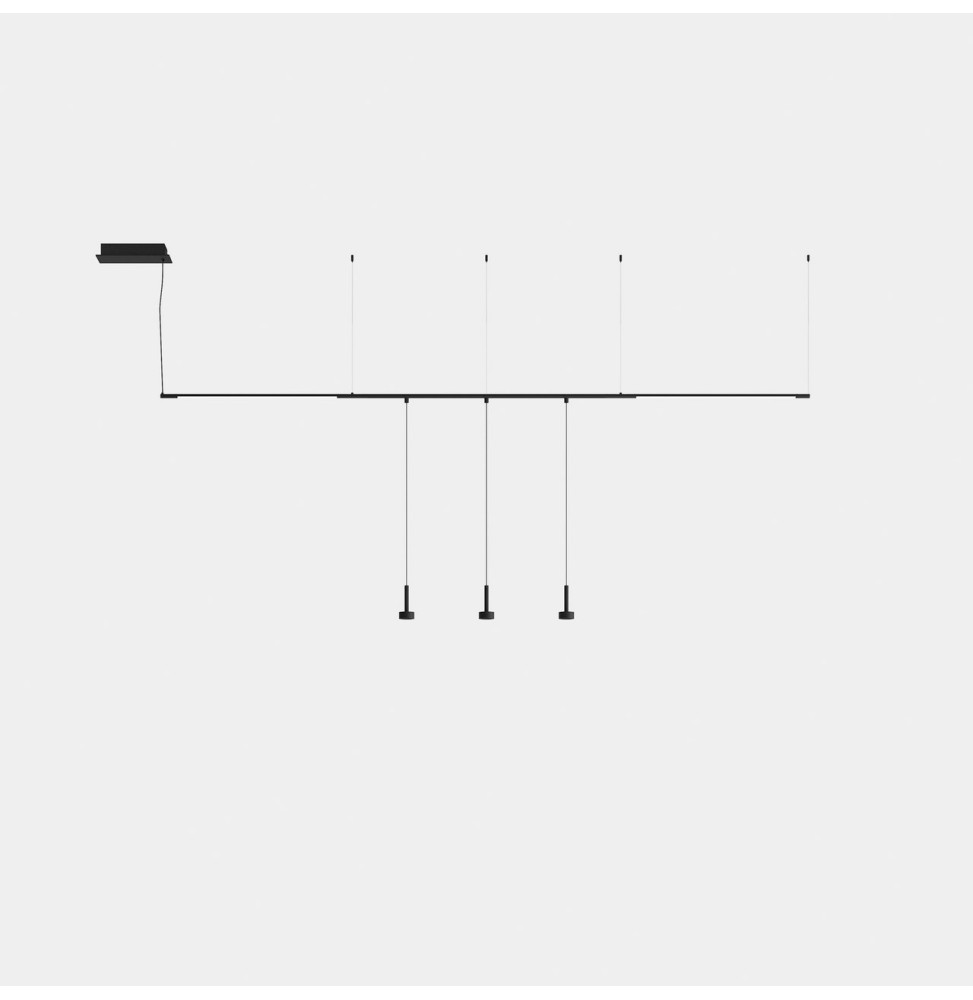LedsC4 - Luminaria colgante Tubs Modular Pendant Lineal &, Track with 3 Spothlights LED 37.5 3000K ON-OFF negro 1696lm LedsC4 - Luminaria colgante Tubs Modular Pendant Lineal &, Track with 3 Spothlights LED 37.5 3000K ON-OFF negro 1696lm