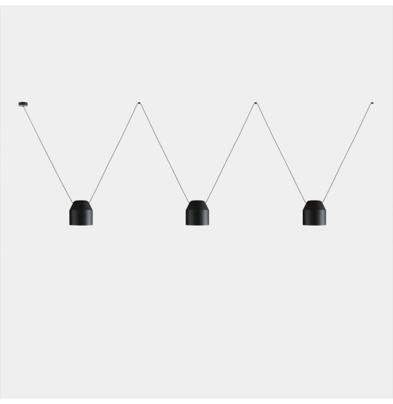 LedsC4 - Luminaria colgante Attic 3 cuerpos hexagonal Shape 2200mm Side E27 45 negro 3255lm