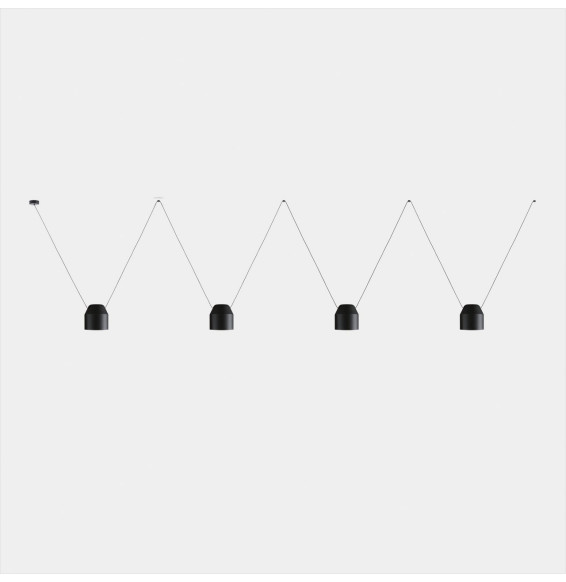LedsC4 - Luminaria colgante Attic 4 cuerpos hexagonal Shape 1200mm Side E27 60 negro 4340lm