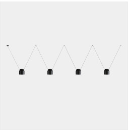 LedsC4 - Luminaria colgante Attic 4 cuerpos hexagonal Shape 2200mm Side E27 60 negro 4340lm
