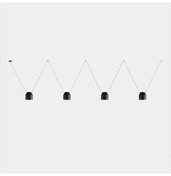 LedsC4 - Luminaria colgante Attic 4 cuerpos hexagonal Shape 2200mm Side E27 60 negro 4340lm