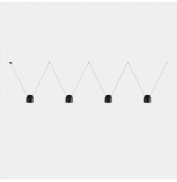 LedsC4 - Luminaria colgante Attic 4 cuerpos hexagonal Shape 2200mm Side E27 60 negro 4340lm