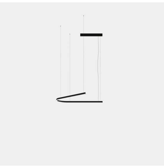 LedsC4 - Luminaria colgante Geometric V superficie Slim 1,5m LED 78.6 blanco cálido 2400K DALI-2 negro 4071lm