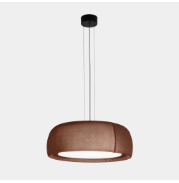 LedsC4 - Luminaria colgante Gong LED 25.6 2700K DALI-2 marrón RAL 8016 matt tejido textil rojo 1166lm