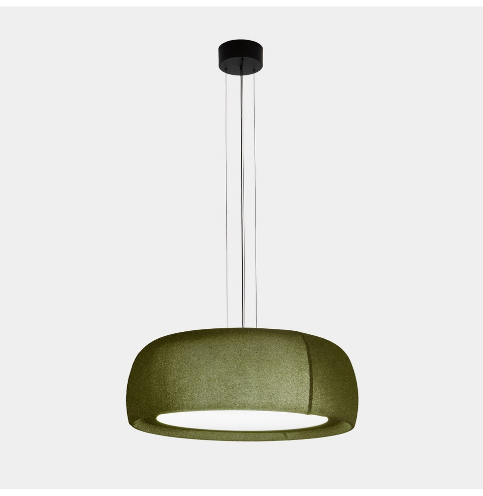 LedsC4 - Luminaria colgante Gong LED 25.6 2700K DALI-2 verde RAL 6003 matt tejido textil verde 1166lm