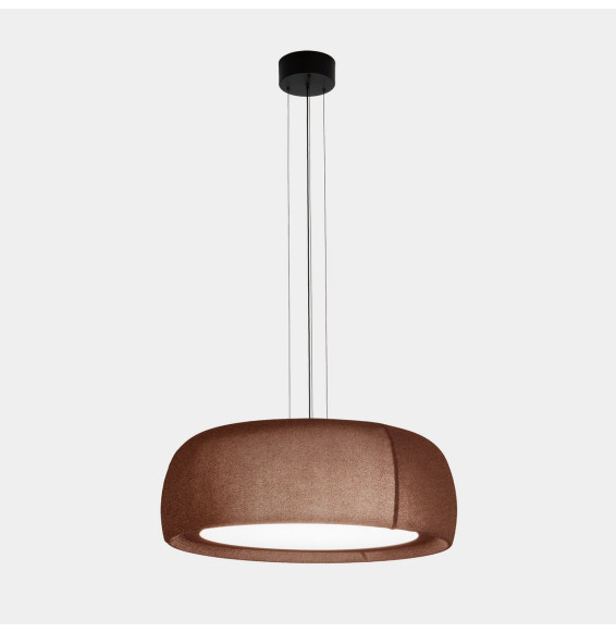 LedsC4 - Luminaria colgante Gong LED 25.6 3000K DALI-2 marrón RAL 8016 matt tejido textil rojo 1274lm