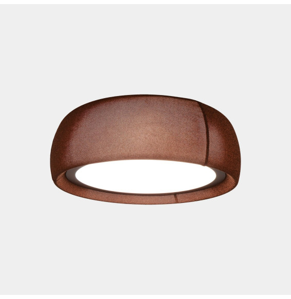 LedsC4 - Plafón Gong LED 32.4 4000K DALI-2 marrón RAL 8016 matt tejido textil rojo 1616lm