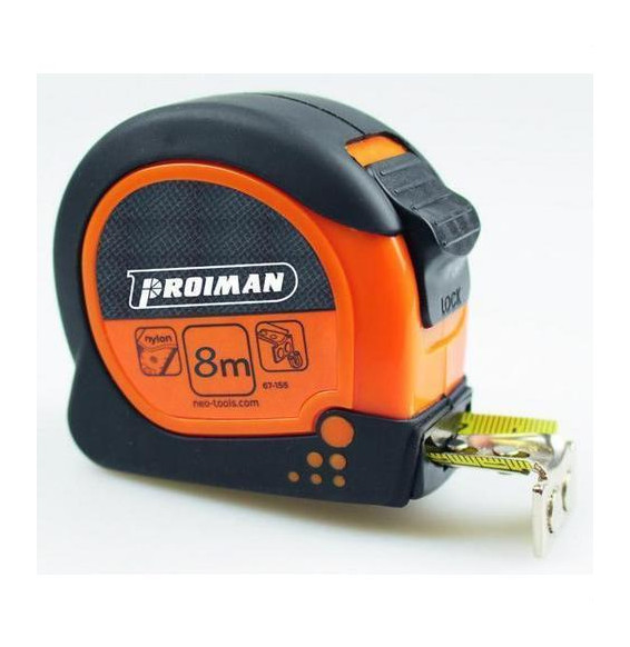 PROIMAN - Flexometro 8mx30mm con freno retorno + clip cinturón cinta 25m/m
