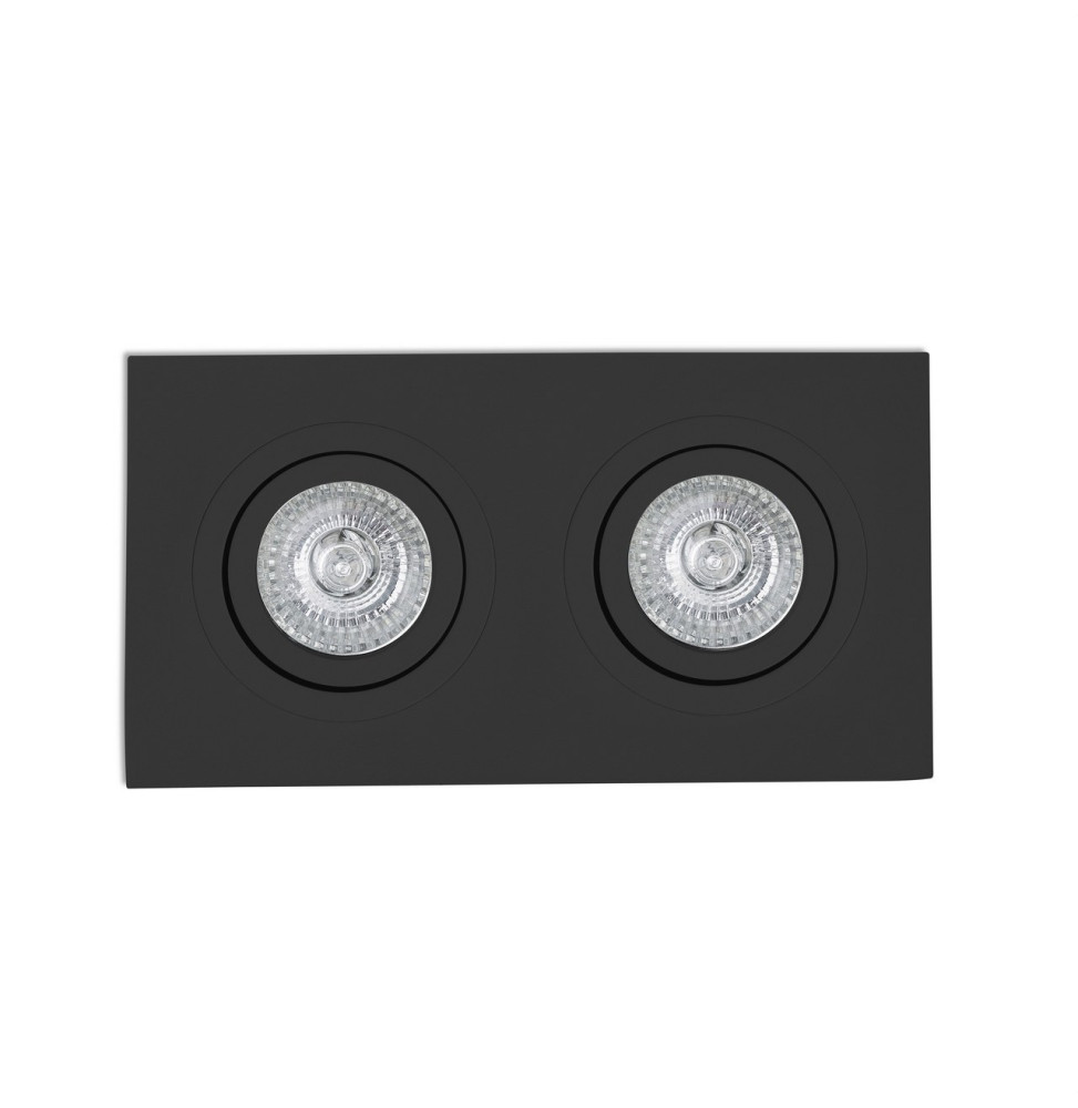 FARO - Empotrable RADON-2 orientable cuadrado negro 2xGU10/MR16/l