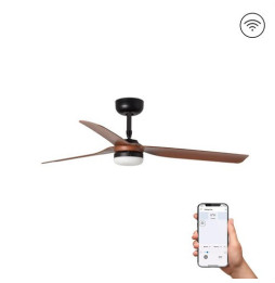 FARO - Ventilador PUNT Ø1300mm 3 palas madera oscura 18W S/R negro