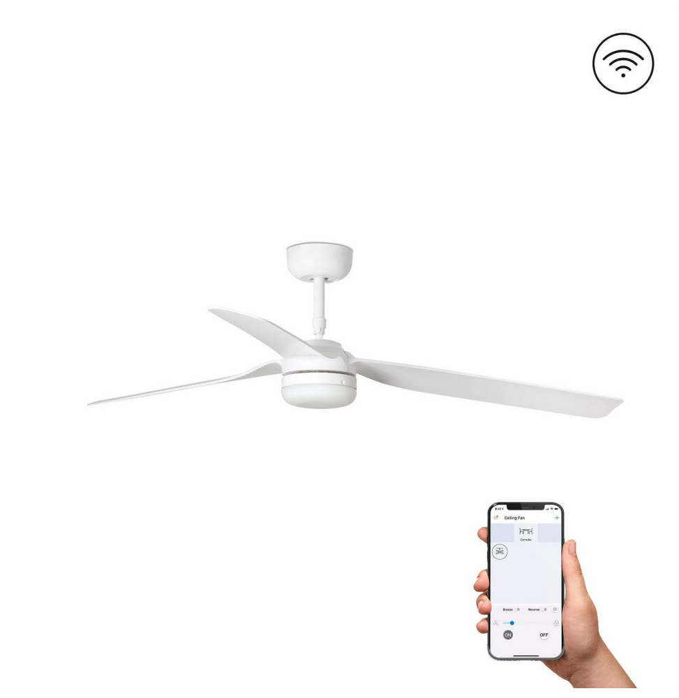 FARO - Ventilador PUNT Ø1300mm 3 palas blancas 18W S/R blanco