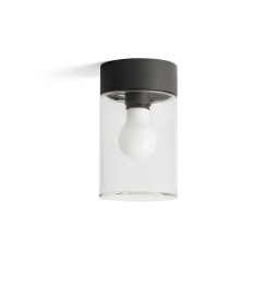 FARO - Plafón KILA E27 gris oscuro cristal transparente