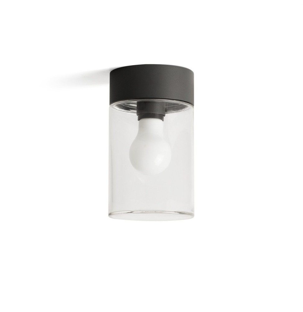 FARO - Plafón KILA E27 gris oscuro cristal transparente