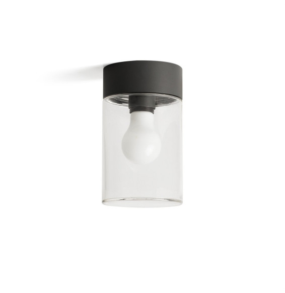 FARO - Plafón KILA E27 gris oscuro cristal transparente