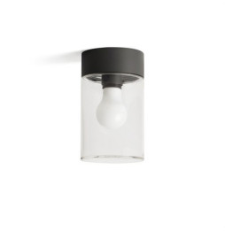 FARO - Plafón KILA E27 gris oscuro cristal transparente