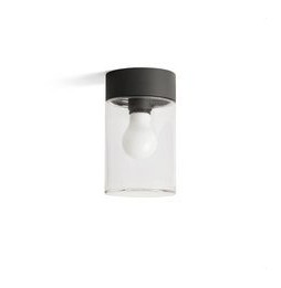 FARO - Plafón KILA E27 gris oscuro cristal transparente