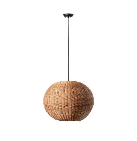 FARO - Luminaria colgante HAKA pantalla rattan E27 ø530x400 negro