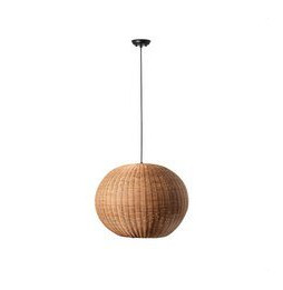 FARO - Luminaria colgante HAKA pantalla rattan E27 ø530x400 negro
