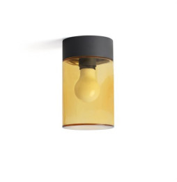 FARO - Plafón KILA E27 gris oscuro cristal ámbar