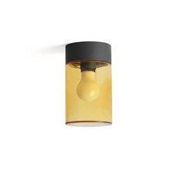 FARO - Plafón KILA E27 gris oscuro cristal ámbar