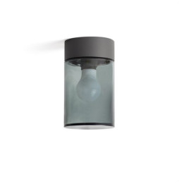 FARO - Plafón KILA E27 gris oscuro cristal fume