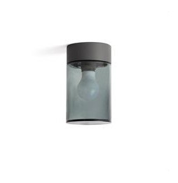FARO - Plafón KILA E27 gris oscuro cristal fume