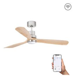 FARO - Ventilador LANTAU DC Ø 1320mm 3 palas pino LED 15 níquel mate