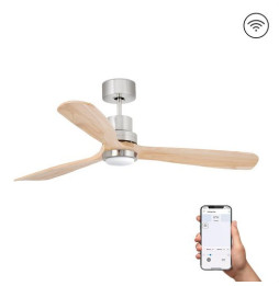 FARO - Ventilador LANTAU DC Ø 1320mm 3 palas pino LED 15 níquel mate