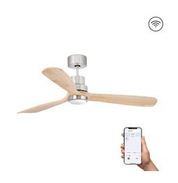 FARO - Ventilador LANTAU DC Ø 1320mm 3 palas pino LED 15 níquel mate