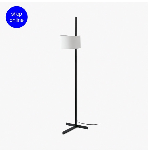 FARO - Luminaria pie de salón pantalla blanca STAND UP E27 20W negro