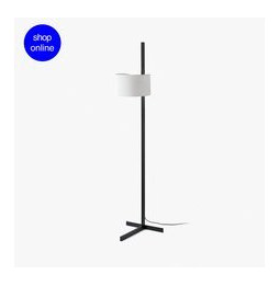 FARO - Luminaria pie de salón pantalla blanca STAND UP E27 20W negro