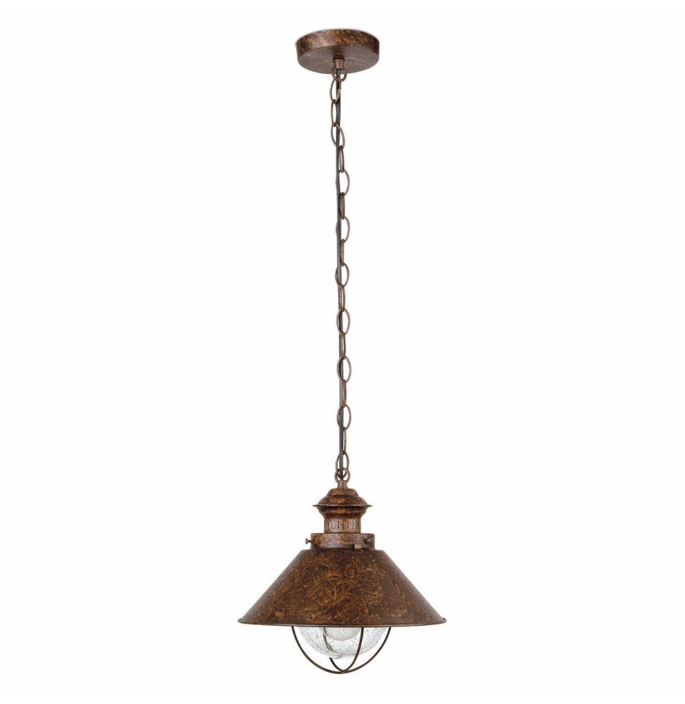 FARO - Lámpara colgante NAUTICA-1G E27 20/100W marrón óxido