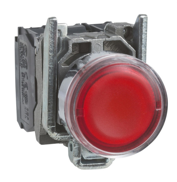SCHNEIDER ELECTRIC - Pulsador luminoso rasante diámetro 22 230-240V rojo embellecedor metálico