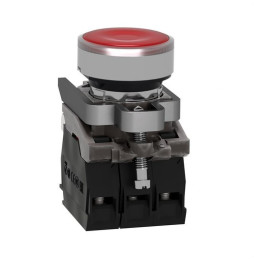 SCHNEIDER ELECTRIC - Pulsador luminoso rasante diámetro 22 230-240V rojo embellecedor metálico