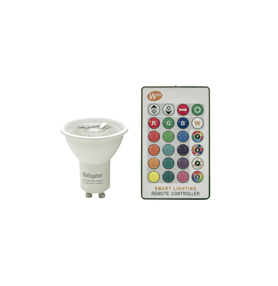 Lámpara dicroica Led RAINBOW GU10 4W 2700K+RGB 380lm PF -0,50 CRI -80Ra 50-60Hz IP20 50x55mm