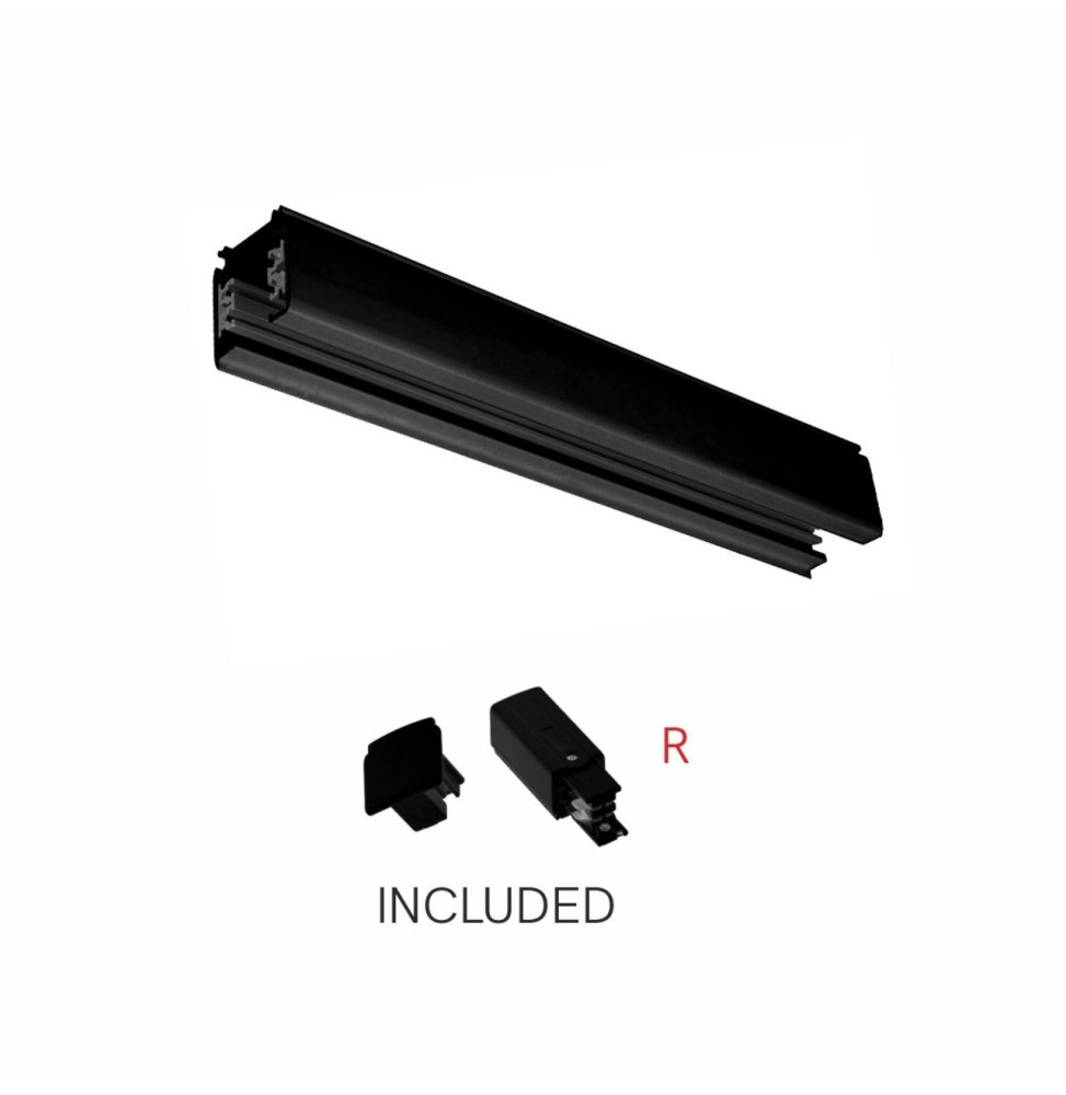 BENEITO FAURE - Carril trifásico superficie 3m negro mate con alimentador y tapa final