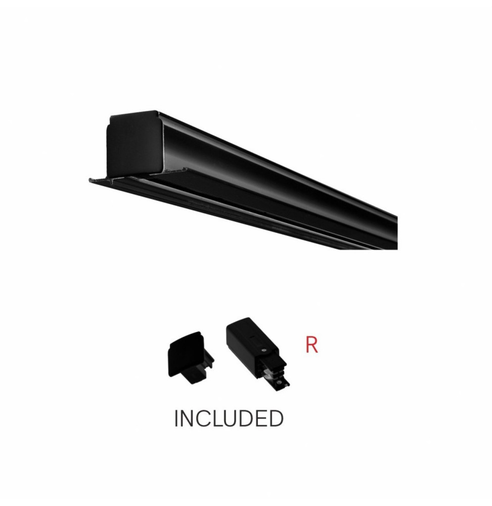 BENEITO FAURE - Carril empotrable EVOLUTION 2 metros con alimentador + tapa final negro mate