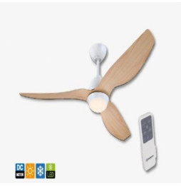 FARHO - Ventilador de techo MAGNOLIA 132cm blanco mate y aspas madera