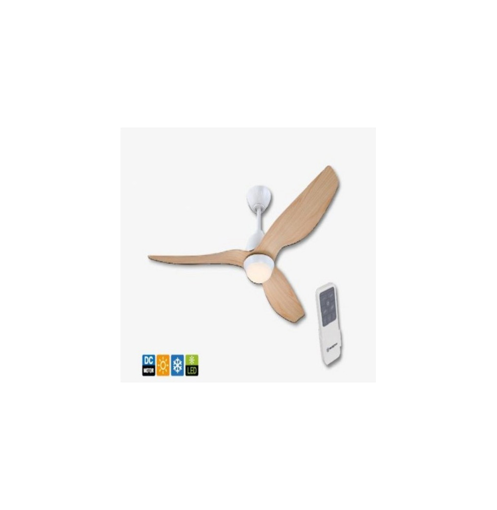 FARHO - Ventilador de techo MAGNOLIA 132cm blanco mate y aspas madera