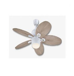 FARHO - Ventilador de techo OASIS 132cm cuerpo blanco mate y aspas ABS forma hoja gris Bahama